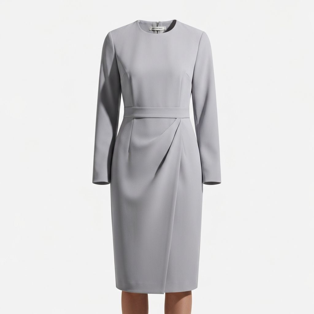 Dress Kerja Abu-Abu Muda